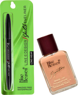 

Blue Heaven SMUDGE PROOF EYELINER WITH FOUNDATION(Set of 2)