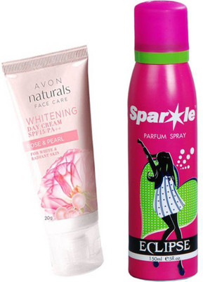 

Avon Anew Whitening Day Cream Rose & Pearl Glow (20 g) (26039) With one sparkle perfume spray 150 ml(Set of 2)