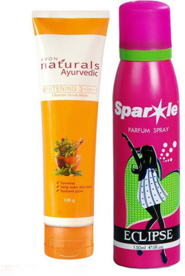 

Avon Anew Naturals Ayurvedic Whitening 3-in-1(Cleanser-Scrub-Mask) (100 g) (21805) With one sparkle perfume spray 150 ml(Set of 2)
