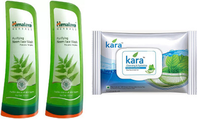 

Himalaya Purifying Neem Face Wash, kara skin care wipes(Set of 3)