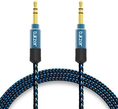 

Tukzer Premium 1.5mtr long 3.5mm Aux Cable, Male to Male Gold Plated Connectors, High Quality Nylon Fiber Shielding, Tangle Free AUX Cable(Blue&Black)