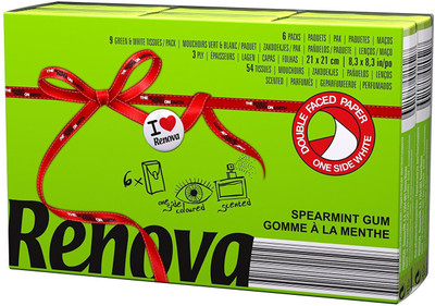 

Renova Pocket Tissues - Green , 3 Ply , Double Faced , Fresh Green Spearmint Scented(Pack of 9)