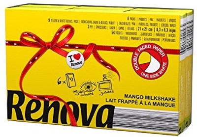 

Renova Pocket Tissues - Yellow , 3 Ply , Double Faced , Fruity Yellow Mango Milkshake Scented(Pack of 9)