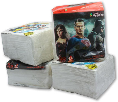 

Creative Hygiene Tissue Papers Serviettes/ Napkin 1 Ply 100 Sheets Size 30X30cms(Pack of 4)