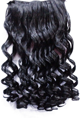 

wigowig Natural Curly Black Human hair like feel(Washable & Heat Resistant hair) Hair Extension