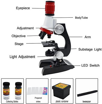 

Generic Omonic Science Kit For Kids Microscope Beginner Microscope Kit Led 100X 400X 1200X Magnification Kid Science Toys(Multicolor)