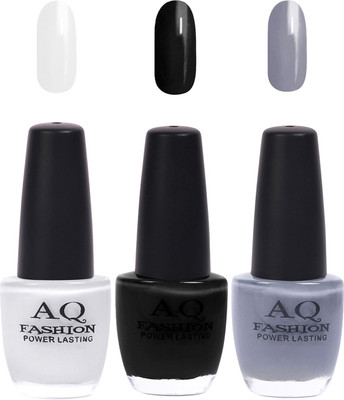 

AQ Fashion Funky Vibrant Range of Colors Nail polish White,Black,Grey(Pack of 3)
