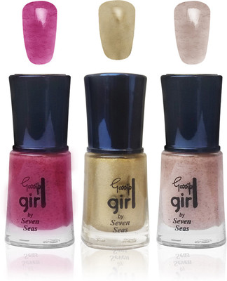 

seven glitter cosmetics makeup nail polish fashion color cpink gold peach set of 3 pink,gold,peach