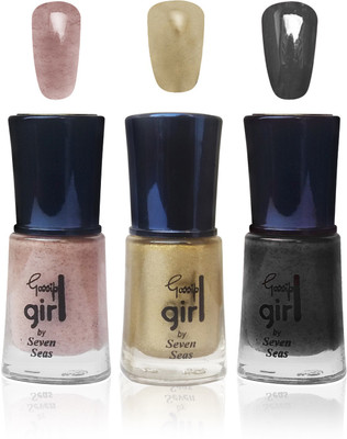 

seven glitter cosmetics makeup nail polish fashion color crey brown gold black set of 3 cremy brown,gold,black