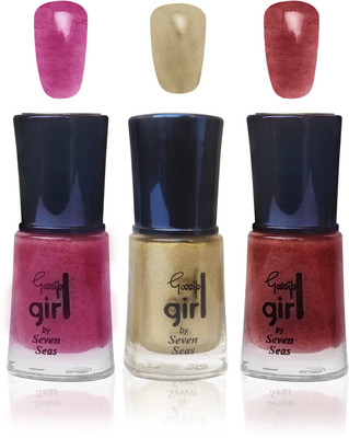 

seven glitter cosmetics makeup nail polish fashion color pink gold maroon set of 3 pink,gold,maroon