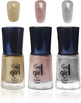 

seven glitter cosmetics makeup nail polish fashion color gold crey brown silver set of 3 gold,cremy brown,silver