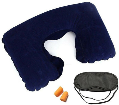 

i-gadgets 3 in 1 Inflatable Travel Neck Pillow & Eye Shade(Multicolor), Black;blue