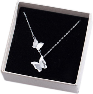 MYKI Love & Cute Jewelry Women's Jewelry Stainless Steel Double Butterfly Pendant & Necklace Chain Gold-plated Plated Alloy Necklace