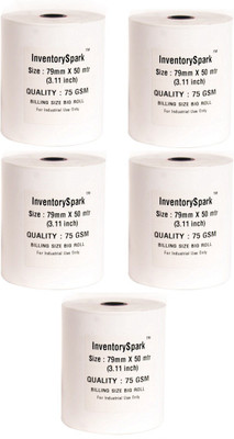 

InventorySpark Set of 5 Unruled 79MMX50Mtr Size Thermal Paper(Set of 5, White)