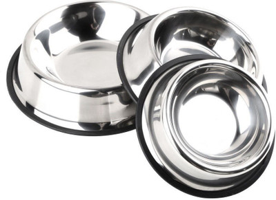 

Foodie Puppies (Set of 3) Round Steel Pet Bowl(900 ml Steel)