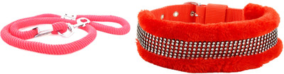 

Skora Stylish Nylon Fur Dog Collar -0.75 Inch -Small Size (Brown). Neck Size ( 15-18.50 Inch) with high density Red Spiral rope Dog Collar & Leash(, red