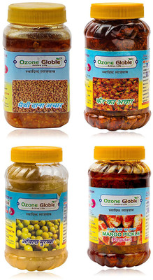 

ozone globle fine Lemon, Garlic, Amla, Green Chilli Pickle(1600 g, Pack of4)