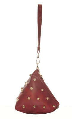 

Aliado Faux Leather Magenta Zipper Closure Embellished Potli Bag Potli(Pink)