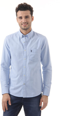 U.S. POLO ASSN. Men Solid Casual Blue Shirt