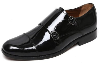 

BRUNE BLACK PATENT CAP TOE DOUBLE MONK MEN SHOE BY BRUNE Boots For Men(Black
