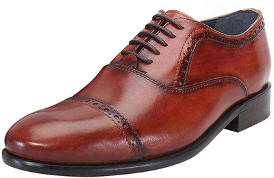 

BRUNE BRUNE Wine Color 100% Genuine Leather Quarter Brogue Formal Shoe Lace Up For Men(Brown