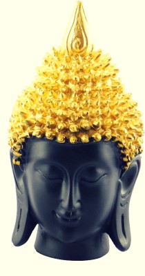 Luxe Mart Lord Gautam Buddha Face Statue with Golden Head | Free 3 (Gold, Silver & Copper Coins) Lucky Coins for Wealth,Prosperity & Success Decorative Showpiece  -  18 cm(Polyresin, Multicolor)