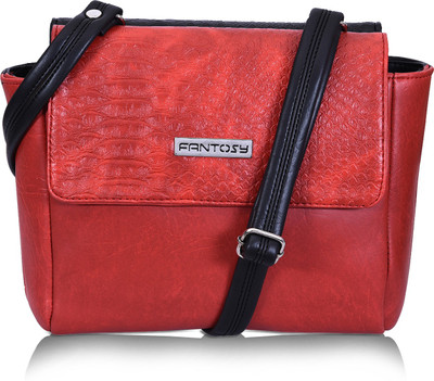 

Fantosy Women Casual Red Leatherette Sling Bag