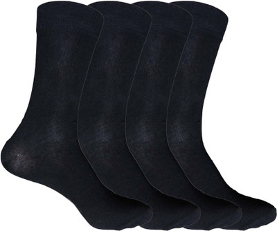 QUEERY Men Solid Mid-Calf/Crew(Pack of 4)