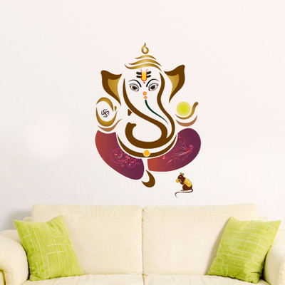 Flipkart SmartBuy 90 Golden Ganapathy with cute Mouse Self Adhesive Sticker(Pack of 1)