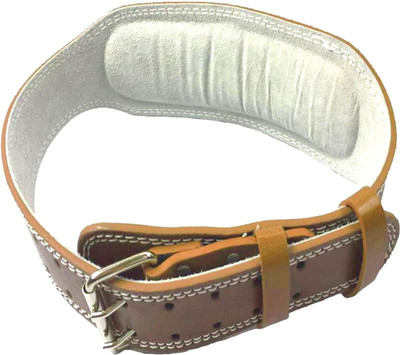 

Monika Sports Leather padded weight lifting belt for Back Support Waist Support(Brown