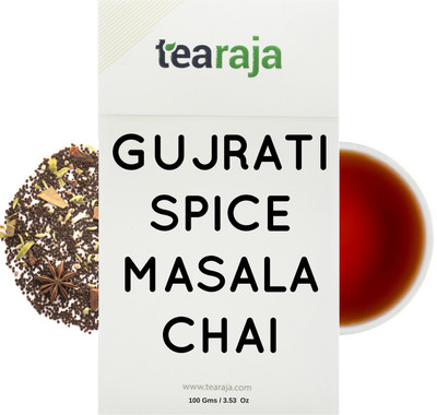 

Tearaja Gujrati Spice Masala Chai contains Bayleaf, Cinnamon, Ginger, Cloves, Fennel, Cardamom Masala Tea Vacuum Pack(100 g)