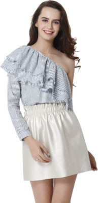 ONLY Casual Sleeveless Striped Women Blue Top ONLY Casual Sleeveless Striped Women Blue Top