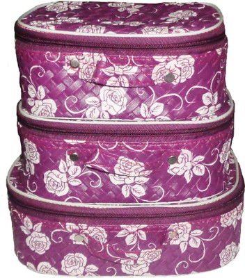 

ABHINIDI Pack of 1 cosmetic bag bridal organizer jewellry srorage vanity box-set of 3 Jewellery Vanity Box(Purple)