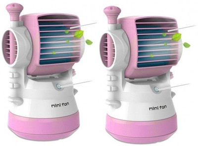 

Elegant Shopping Mini Fragrance Air Conditioner water spray Cooling Portable Desktop Humidifier Fan (Pink - Set of 2 ) USB Humidifier(Pink, White)
