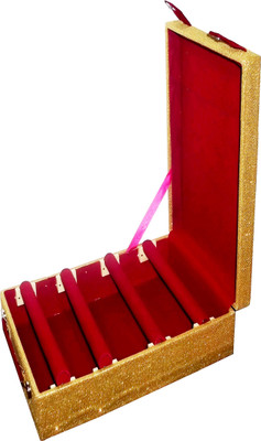

Afrose 4 Roll Rod Wodden New Designer Bangles Box Box Vanity Box(Gold, Red)