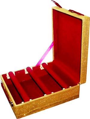 

Afrose 3 Roll Rod Wodden New Designer Bangles Box Box Vanity Box(Gold, Red)