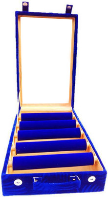 

Afrose 5 Roll Rod Wodden Velvet Bangles Box Box Vanity Box(Blue)