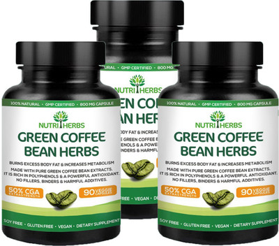 

Nutriherbs Green Coffee (50% GCA) - 90 Capsules - (Pack of 3)(270 No)