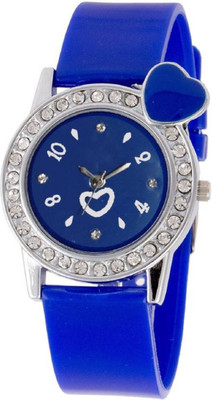 

Miss Perfect Blue stylish heart on diamond sttuded case lovely watch - for Girls Watch - For Girls Watch - For Girls