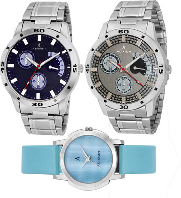 

ADIXION 9519SM04/9425SLM7/9519SMA2 Tri Combo Analog Watch for couple Watch - For Men & Women