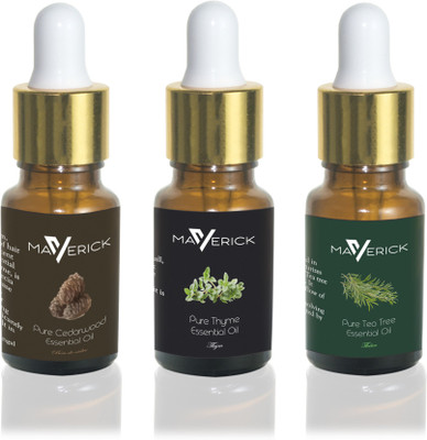 

Maverick Pure Cedar Wood, Thyme &Tea Tree essential oil 3 in 1 pack with dropper(10 ml)