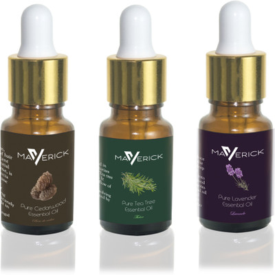 

Maverick Pure Lavender, Cedar wood & Tea Tree essential oil 3 in 1 pack with dropper(10 ml)