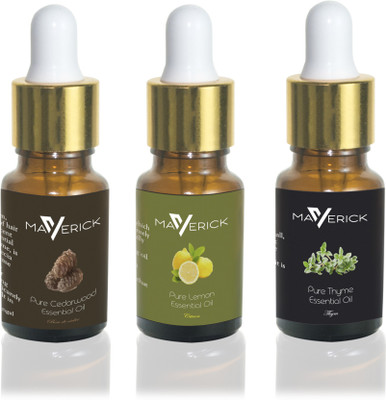 

Maverick Pure Cedar Wood, Thyme & Lemon essential oil 3 in 1 pack with dropper(10 ml)