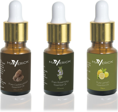 

Maverick Pure Rosemary, Cedar Wood & Lemon essential oil 3 in 1 pack with dropper(10 ml)