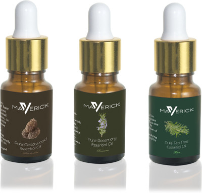 

Maverick Pure Rosemary, Cedar Wood & Tea Tree essential oil 3 in 1 pack with dropper(10 ml)