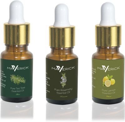 

Maverick Pure Rosemary Lemon & Tea Tree essential oil 3 in 1 pack with dropper(10 ml)