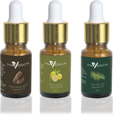 

Maverick Pure Cedar Wood, Lemon & Tea Tree essential oil 3 in 1 pack with dropper(10 ml)