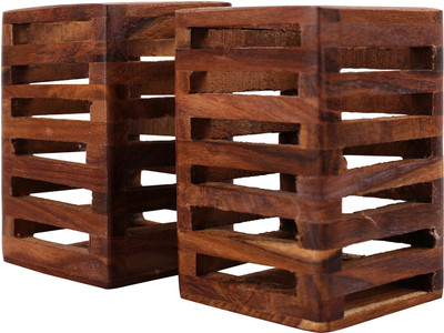 

Craft Trade 2 Compartments Wood Pen Stand(Brown)