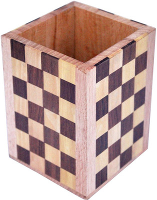 

VaishnowHand 1 Compartments Wood Pen Stand(light Brown, Brown)