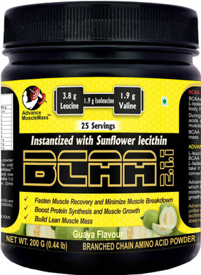 Advance MuscleMass BCAA 2 : 1 : 1 | Energy drink for Workout | 7.6 G BCAA | with Sunflower Lecithin| BCAA(200 g, Pineapple)